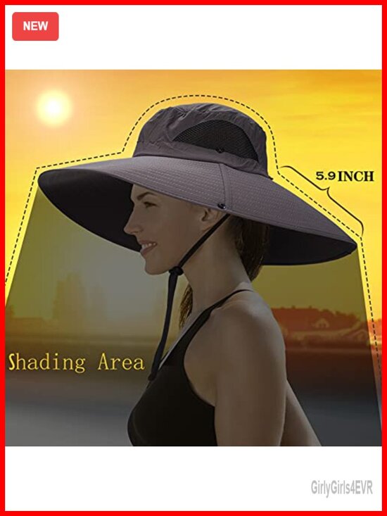 UPF50+ Waterproof Bucket Hat Super Wide Brim Adjustable Chin Strap